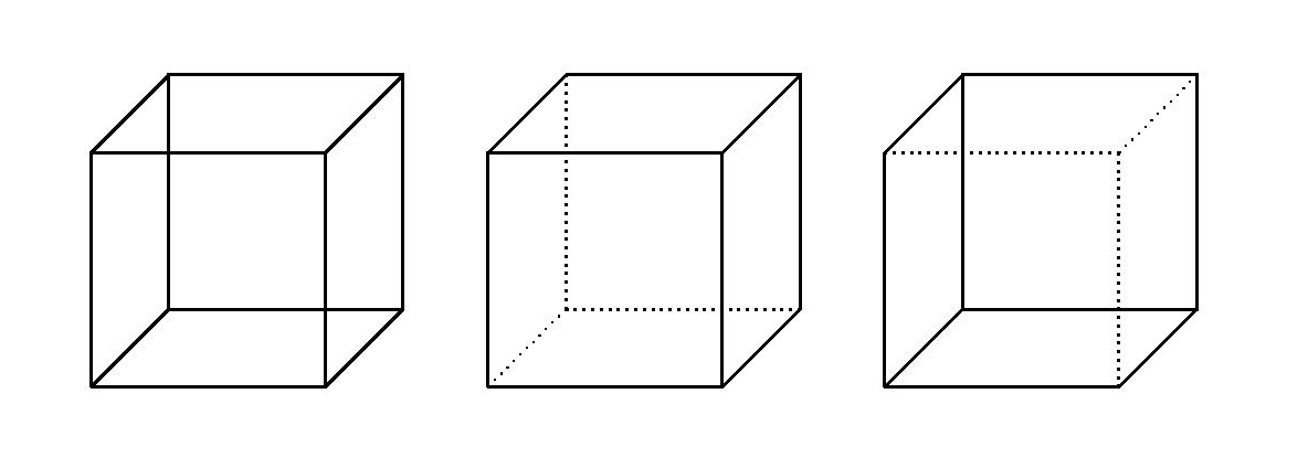 Une cube transparent et deux interprétations possibles