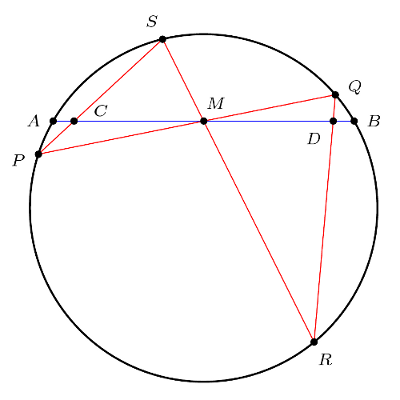 cercle, cordes, milieu d'un segment, preuve difficile