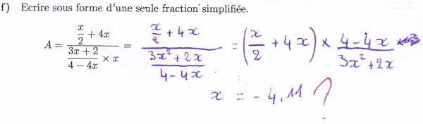 Calculer avec une fraction double  (faux)